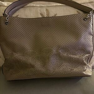 Tory Burch Perforated Leather Tan Handbag with 3 Compartments Tory Burch